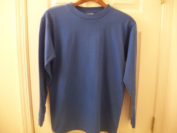 Vintage 90s Blank T Shirt Medium Blue 