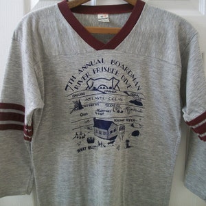 Vintage 80s Michigan T Shirt M 7th Annual Boardman River Frisbee Dive Traverse City Grand Bay Graphic tee 3/4 Sleeve Vacation Souvenir vtg
