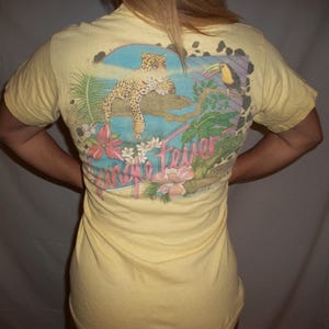 Vintage 80s Sanibel Island T Shirt Small Jungle Fever Graphic tee Tourist Souvenir Vacation tee Jungle Iguana Leopard Heavy Screen Stars vtg