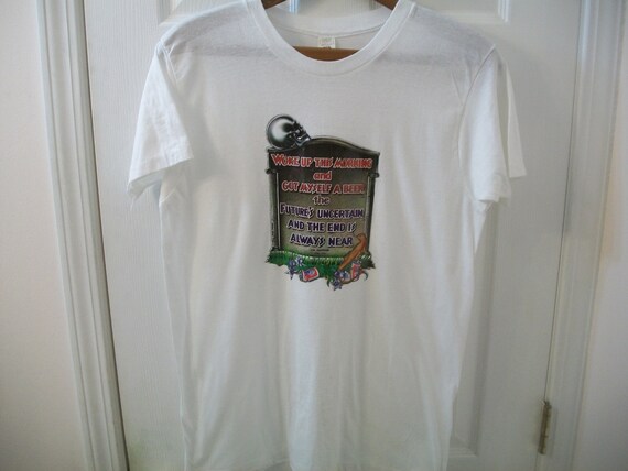 Vintage Jim Morrison T Shirt M The Doors Roadhouse Blues Death Headstone Tombstone Lyrics Fotl Golden Blend Iron On Transfer Cemetery Beer