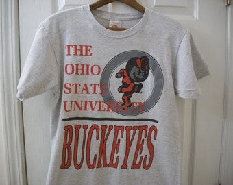 Vintage 90s The Ohio State University T Shirt Medium Buckeyes Columbus Brutus Buckeye Mascot Big Ten Football Horseshoe Stadium vtg OSU