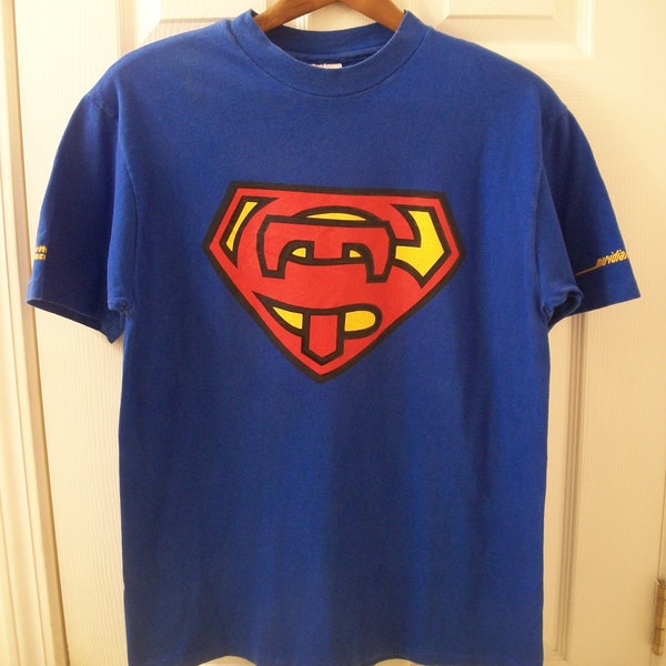 Vintage 80s Telephone T Shirt M Superman Logo Graphic tee Nortel Meridian SL-1 Business Phone Technology Northern Telecom Hanes Beefy-T vtg