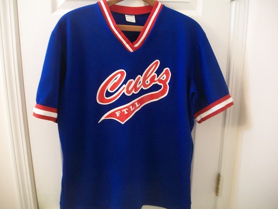 Vintage 80s Cubs Jersey XL Baseball Coach Little League Team 