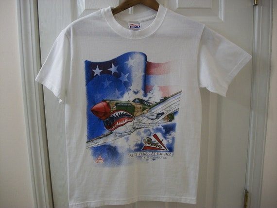 Vintage Flying Tigers T Shirt Small US Army Air Force WWII 
