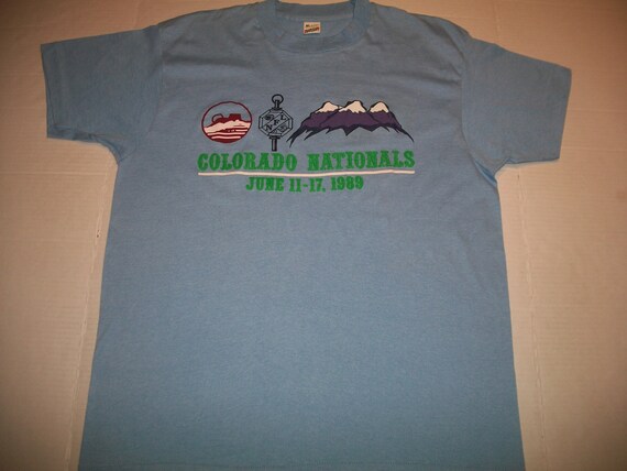 Vintage 80s Colorado Nationals T Shirt Large Gold… - image 8