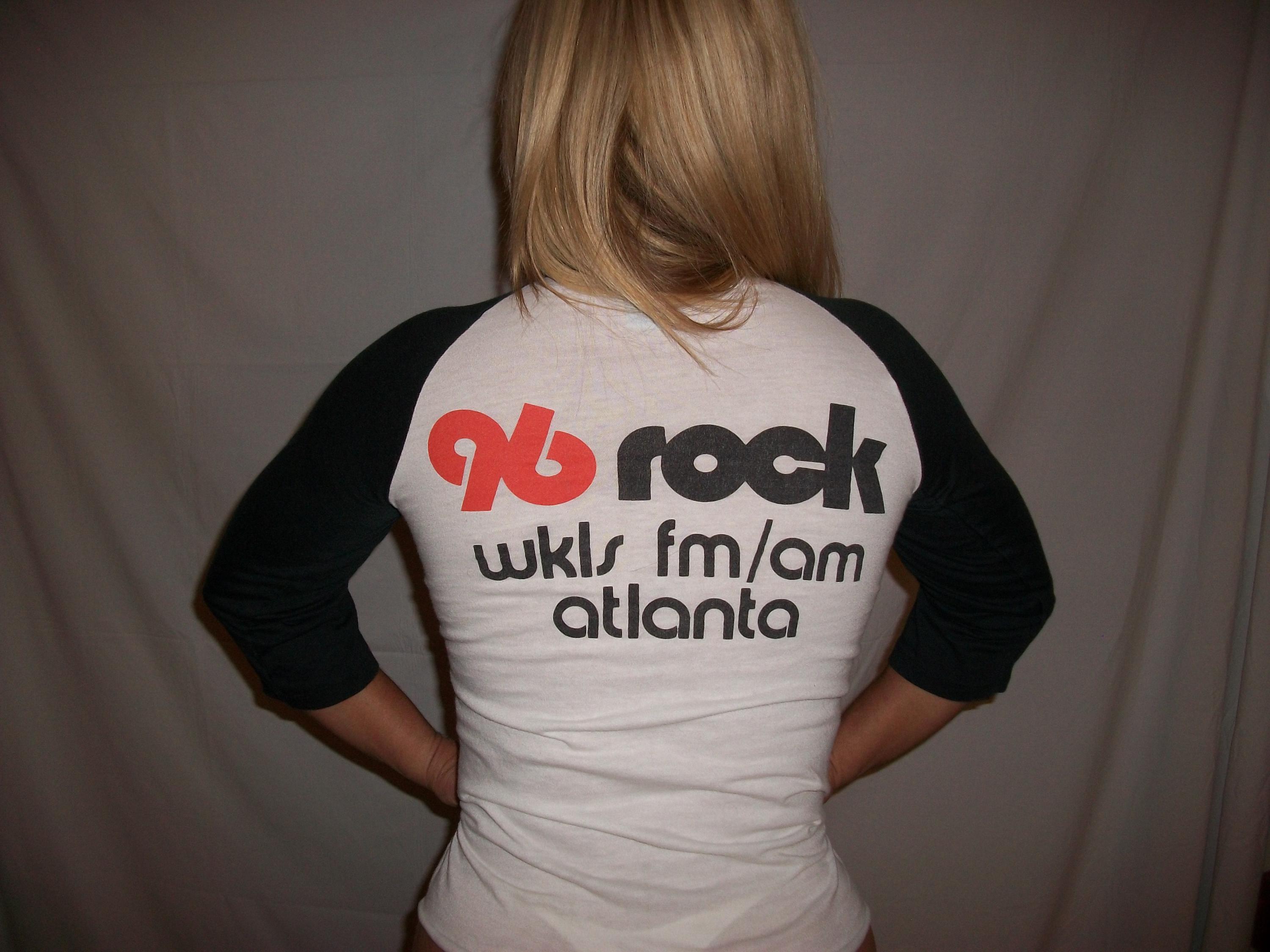 Vintage 80s Radio Station T Shirt XS WKLS Atlanta 96rock Baseball