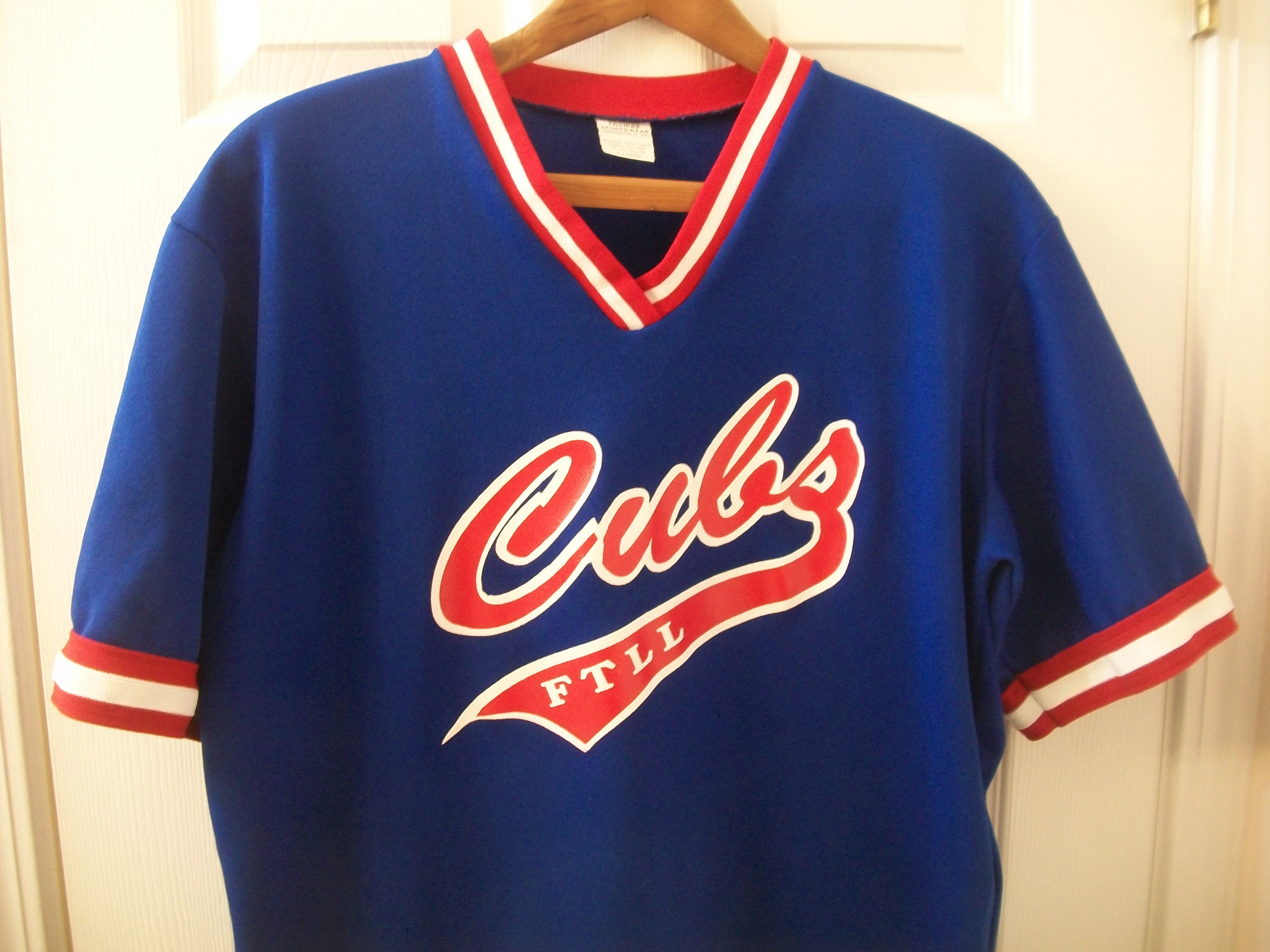 Vintage 80s Cubs Jersey XL Baseball Coach Little League Team