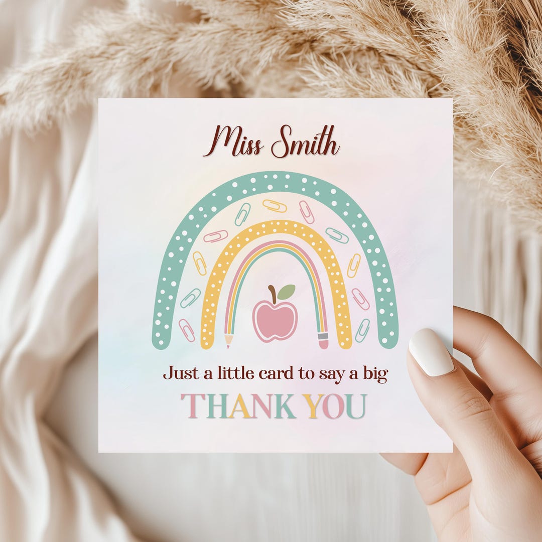 Personalized Teacher Thank You Card: Rainbow End of Year Gift - Etsy UK