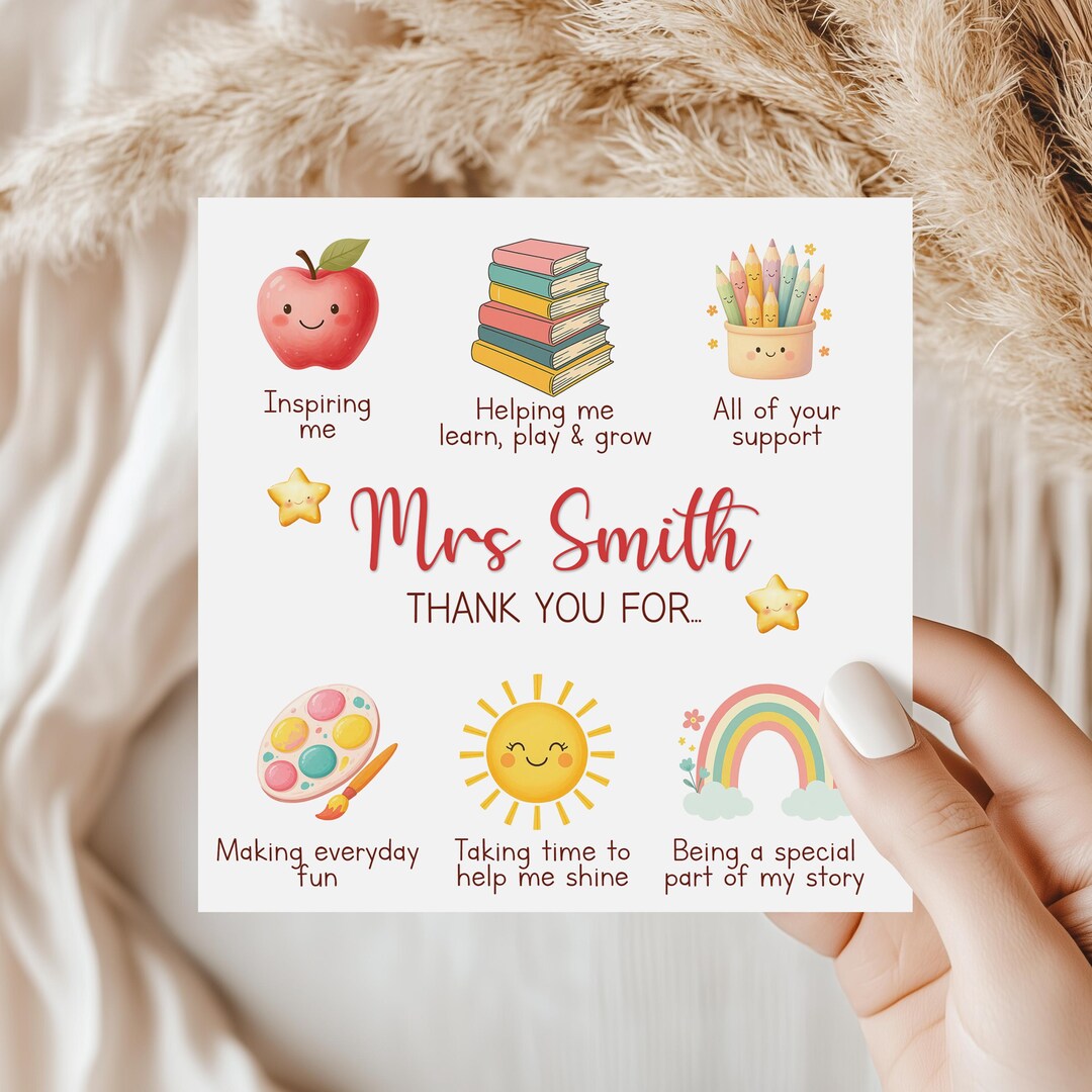 Personalized Teacher Thank You Card: End of Term Gift - Etsy