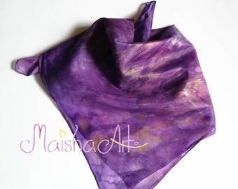 Joyful Lavender Handbemalter Seidenschal, Personalisierte Schals, Geburtstagsgeschenke für Frauen, Einzigartiger lila Seidenschal, Lavendel Geschenkideen Frauen