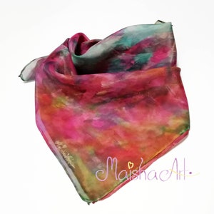 Peradise Hand painted silk scarf, Rainbow scarf, Personalized silk scarves, Unique gifts, Birthday gift for women,  Mother's day gift ideas