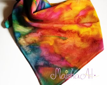 Flower Angel Hand painted silk scarf, Mothers day gifts, Birthday gift ideas, Personalized rainbow silk scarves women, Unique home decor