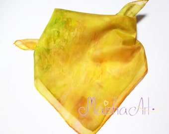 Gold Gänseblümchen Handgemalter Seidenschal, Gemalt personalisierte gelbe Blumen Seidenschals, Einzigartige Geschenke für Frauen, Geburtstagsgeschenk Ideen Frauen