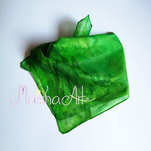 Hand Painted Silk Scarf – Green Trees nature scarf – Forest inspired Wearable Art – Unique Gift for Her – Birthday gift Women – by MaishaArt