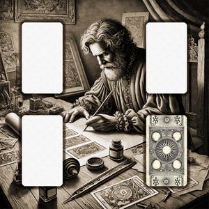 Cartes de tarot vierges pour dessiner, 80 cartes avec un dos au style gravure