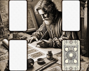 Blank tarot cards for drawing, 80 cards with an engraving-style back