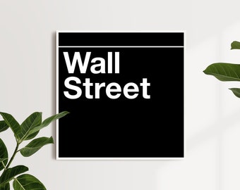 NYC Wall Street Subway Pillar Sign Print Wall Art (Instant Digital Download)