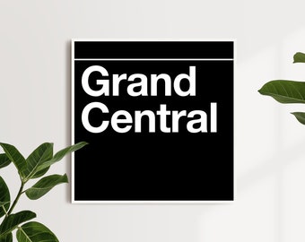 NYC Grand Central Subway Pillar Sign Print Wall Art (Instant Digital Download)
