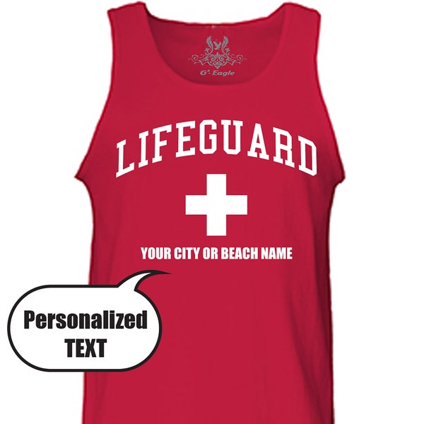 New Men's Personalized Custom Lifeguard Tank Top