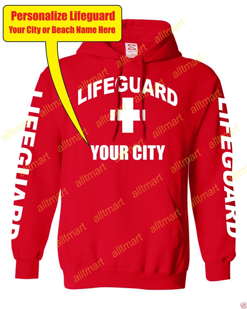 Personalized Life Guard Hoodies (Choose your own CITY or BEACH) 