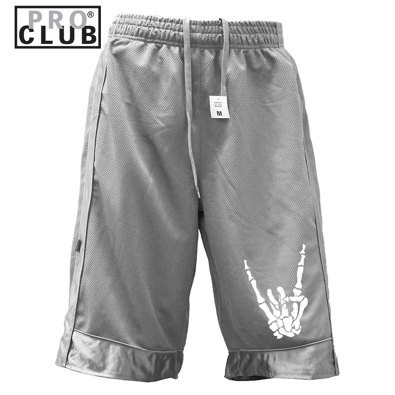 New Comfortable PROCLUB Graphic Printed Skeleton Heavy Weight Mesh Basketball Shorts 