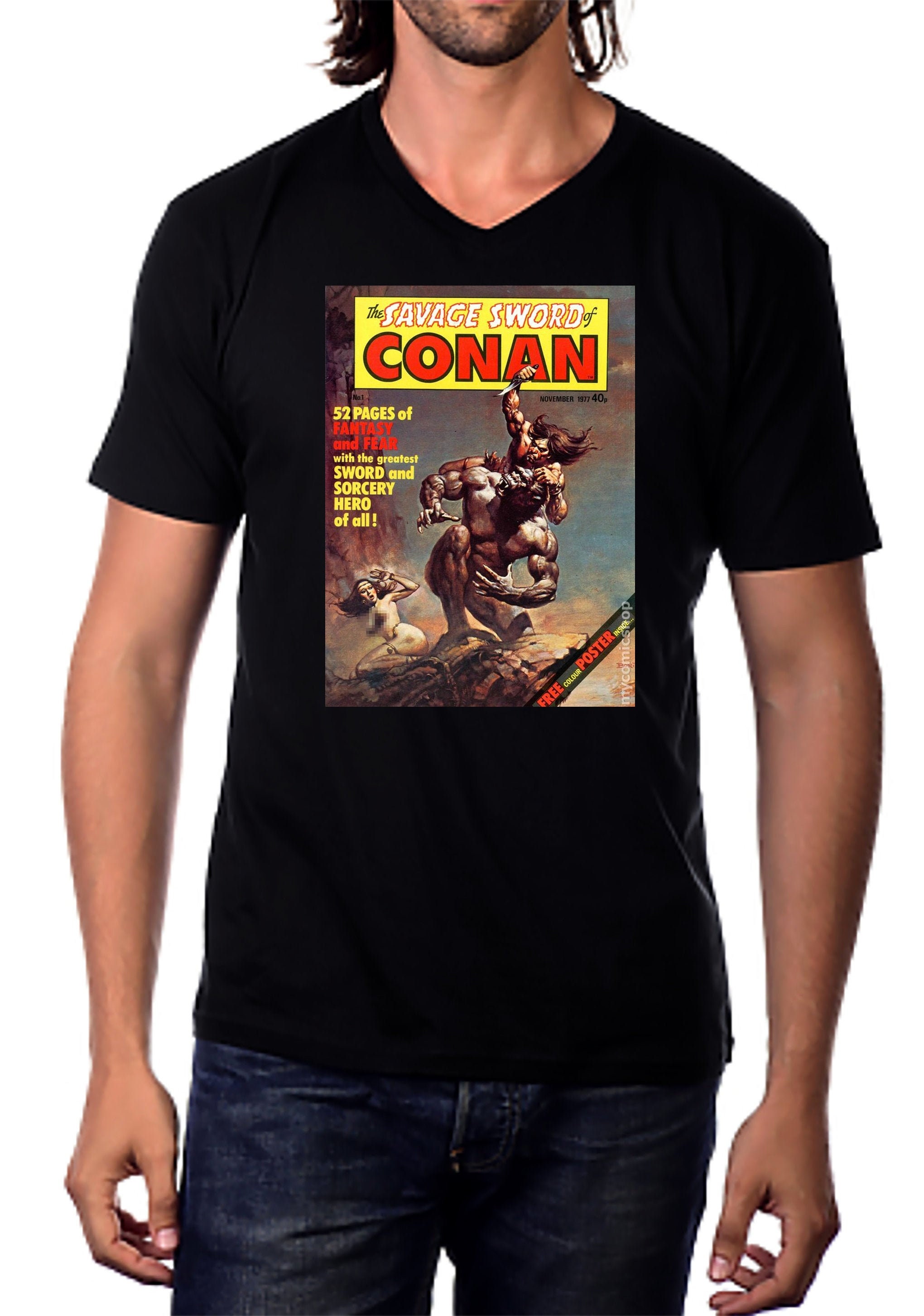 Printed Savage Sword of Conan T-Shirt