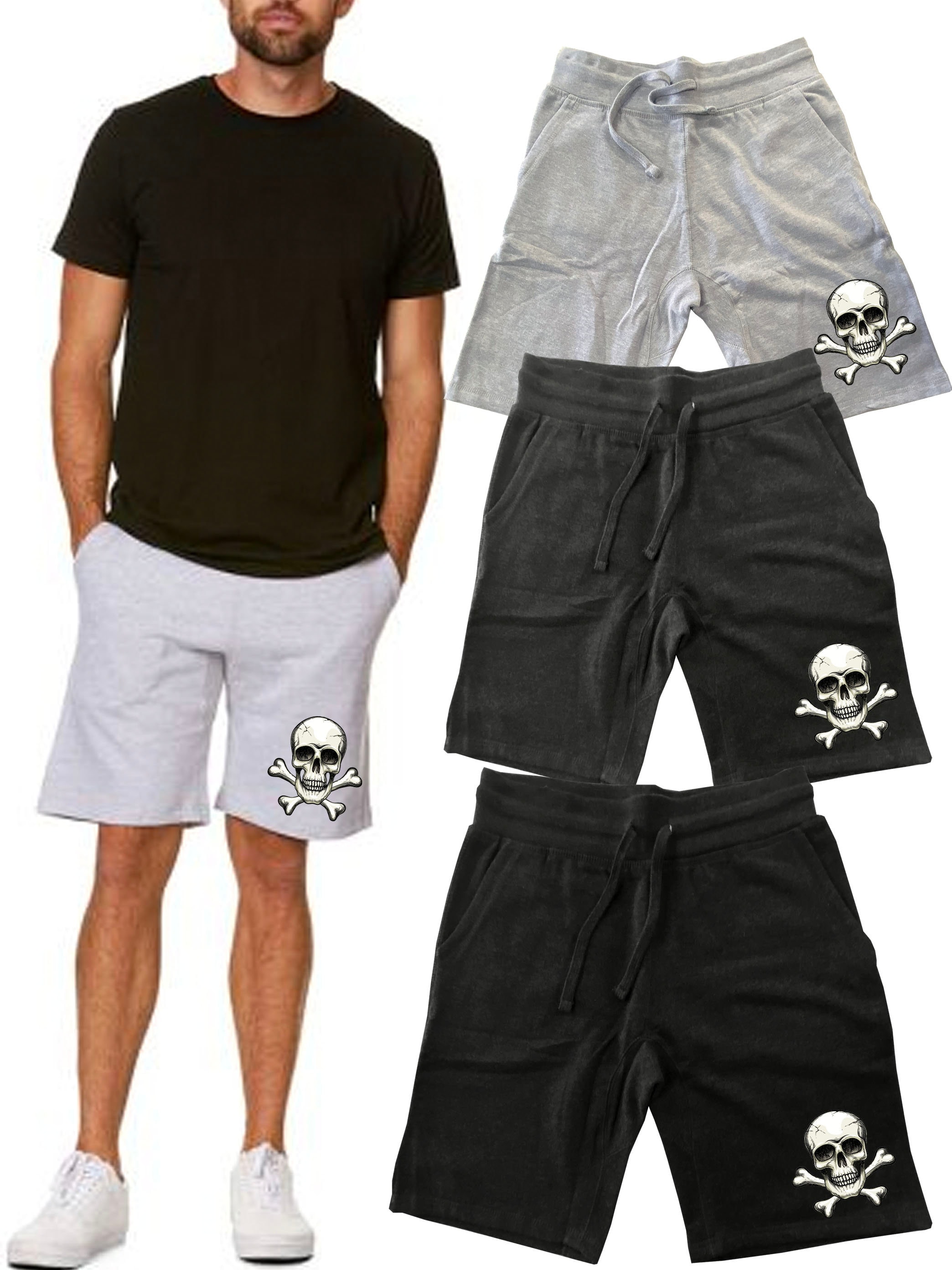 Men's Printed Skull Fleece Half Lounge 