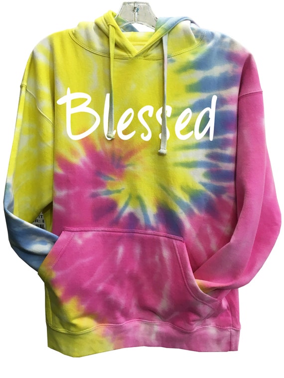 New Adult Unisex Pullover Tie Dye Blessed Hoodie 