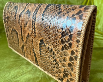 Vintage Snakeskin Handbag Clutch Genuine Leather Purse