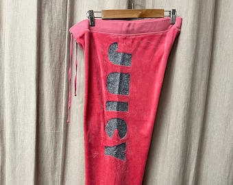 Juicy Couture Vintage Pink Velvet Track Pantalones Plata Juicy Tamaño Grande