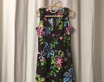 KENZO JUNGLE Tropical Floral Print Sleeveless Dress Size 38