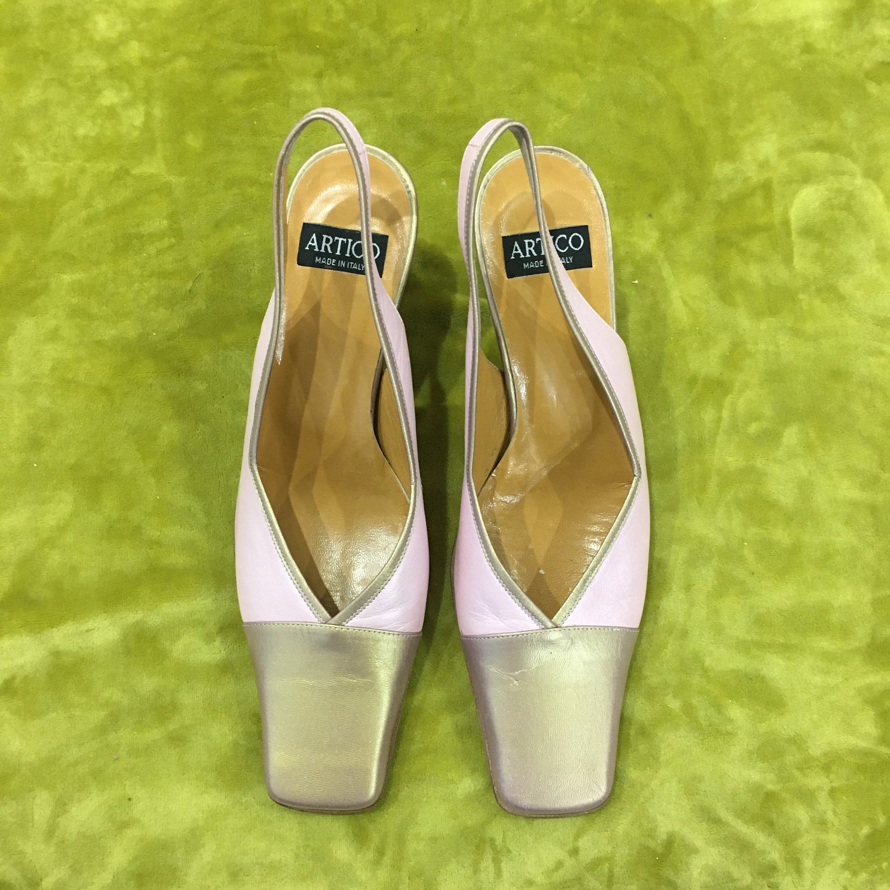 Een zin Lucky Slechte factor Vintage ARTICO Pink & Gold Leather Heel Shoes Made in Italy - Etsy Hong Kong