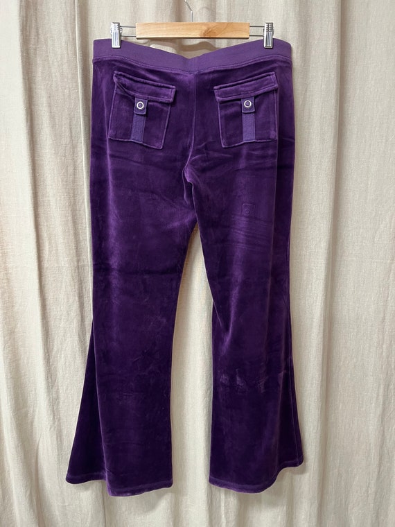 Juicy Couture Purple Velour Wide Leg Pants Track Pants Size M