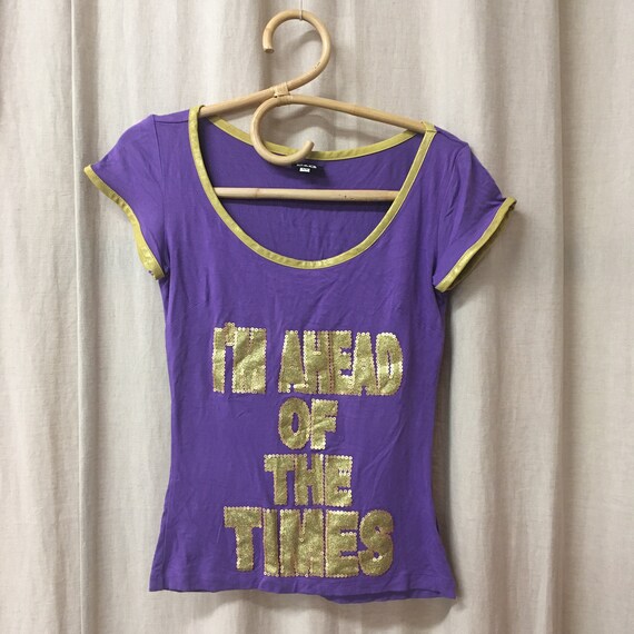 Dolce Gabbana Purple Top I Am Ahed of the Times T shirt Size