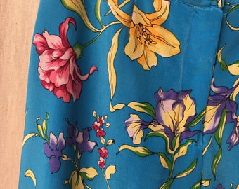Spenser Jeremy 100% Silk Pants Floral Pattern Size Medium
