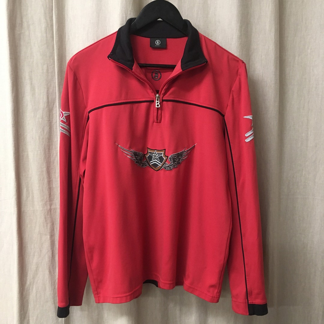 Vintage BOGNER Red Sport Shirt Langarm Zip rot Herren Sport Etsy.de