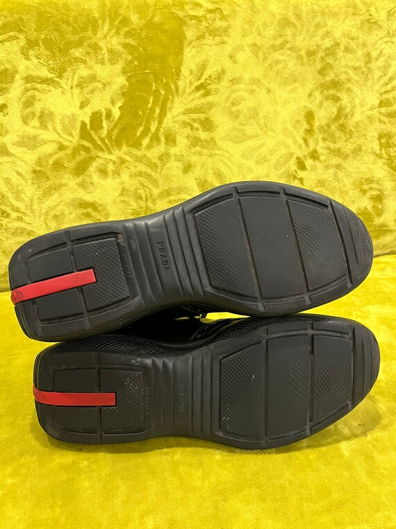 Prada Vintage Black Leather Mens Brogue Shoes Siz… - image 8