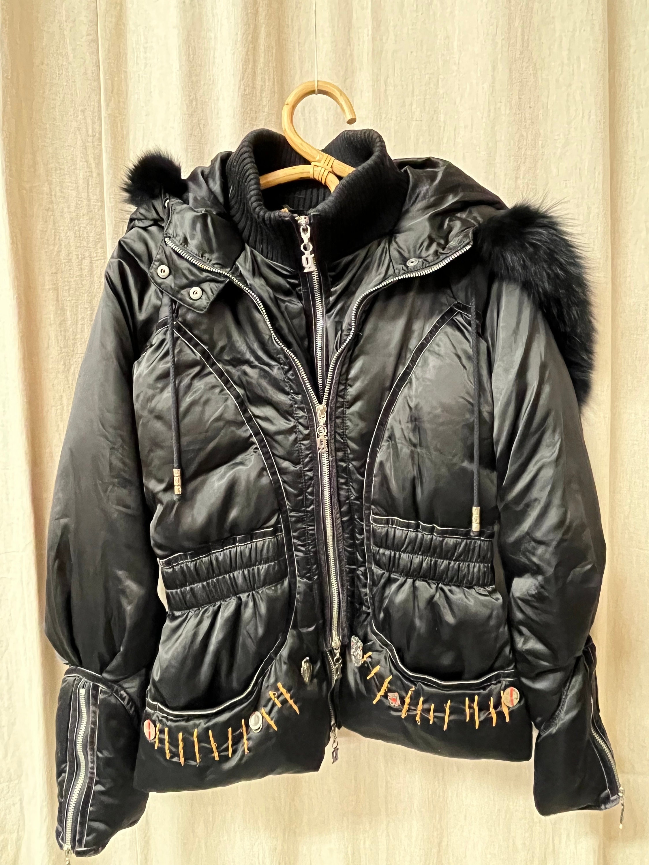 GALLIANO 2000's Black Puffer Jacket Goose Down Puffer Jacket Real