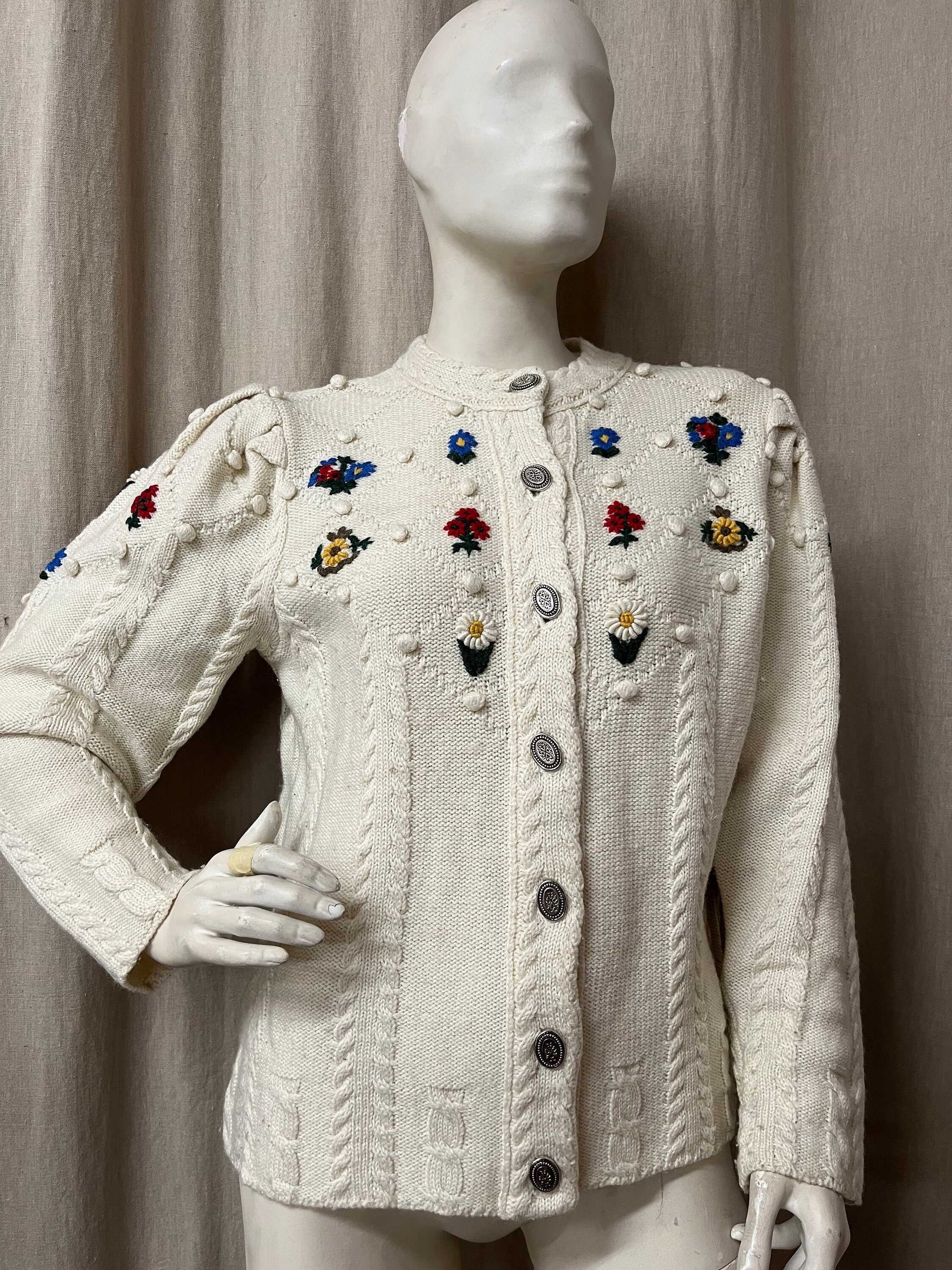 Sixth Sense White Cardigan Flowers - Etsy