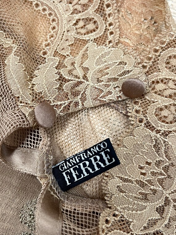 GIANFRANCO FERRE Beige Wool Blend Lace Turtleneck… - image 10