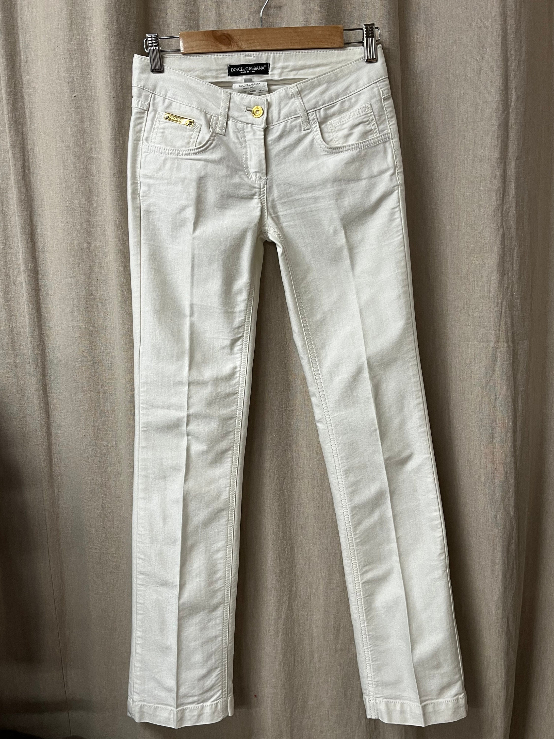 パンツ DOLCE  GABBANA Women Straight Pants FTCS0D WHITE Shantung pants in White for Women | Dolce&Gabbana® US