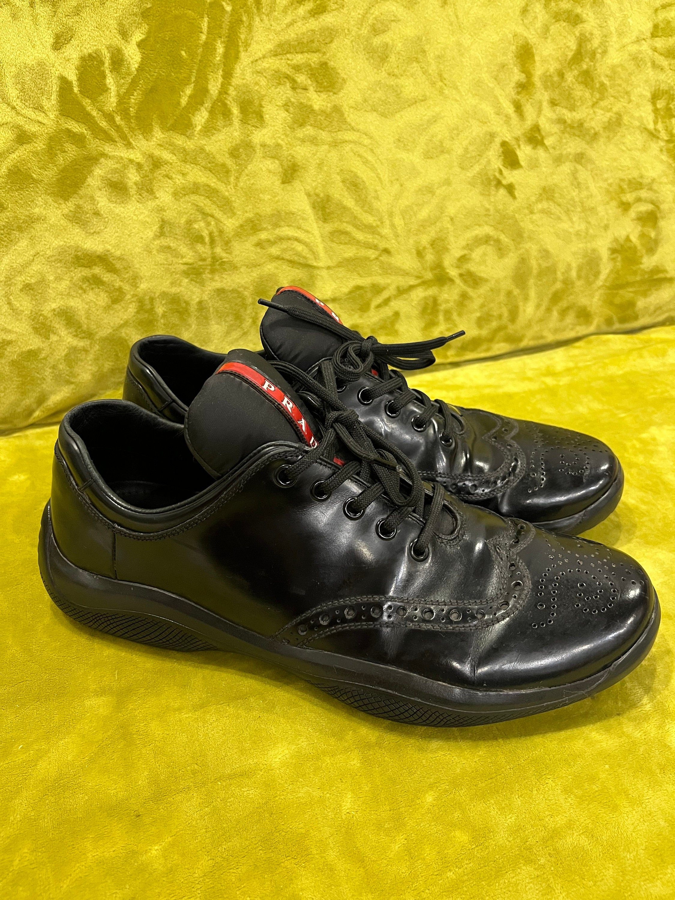 Prada Vintage Black Leather Mens Brogue Shoes Size 41 - Etsy