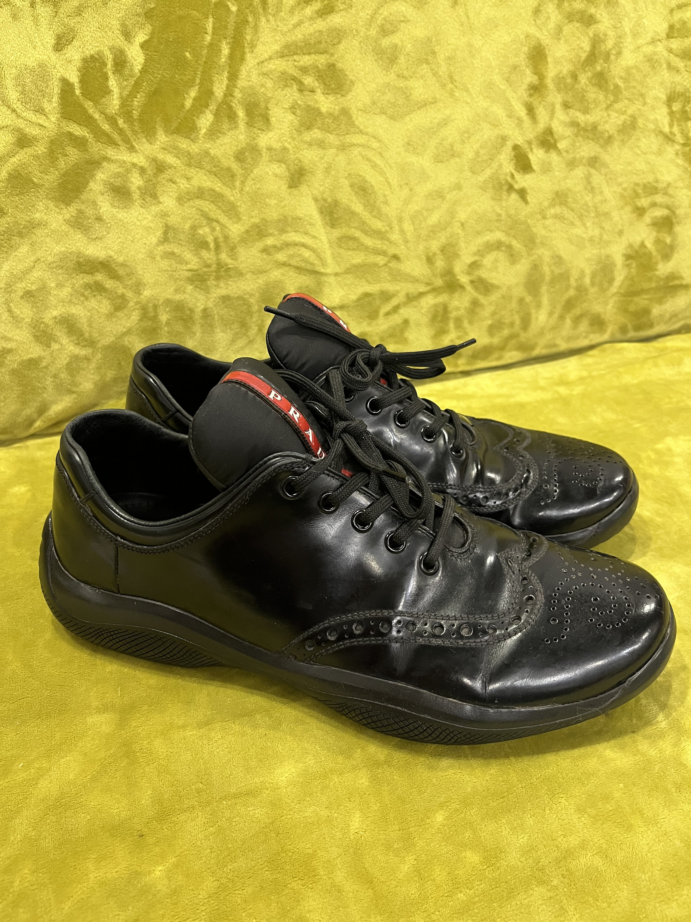 Prada Vintage Black Leather Mens Brogue Shoes Size 41 - Etsy