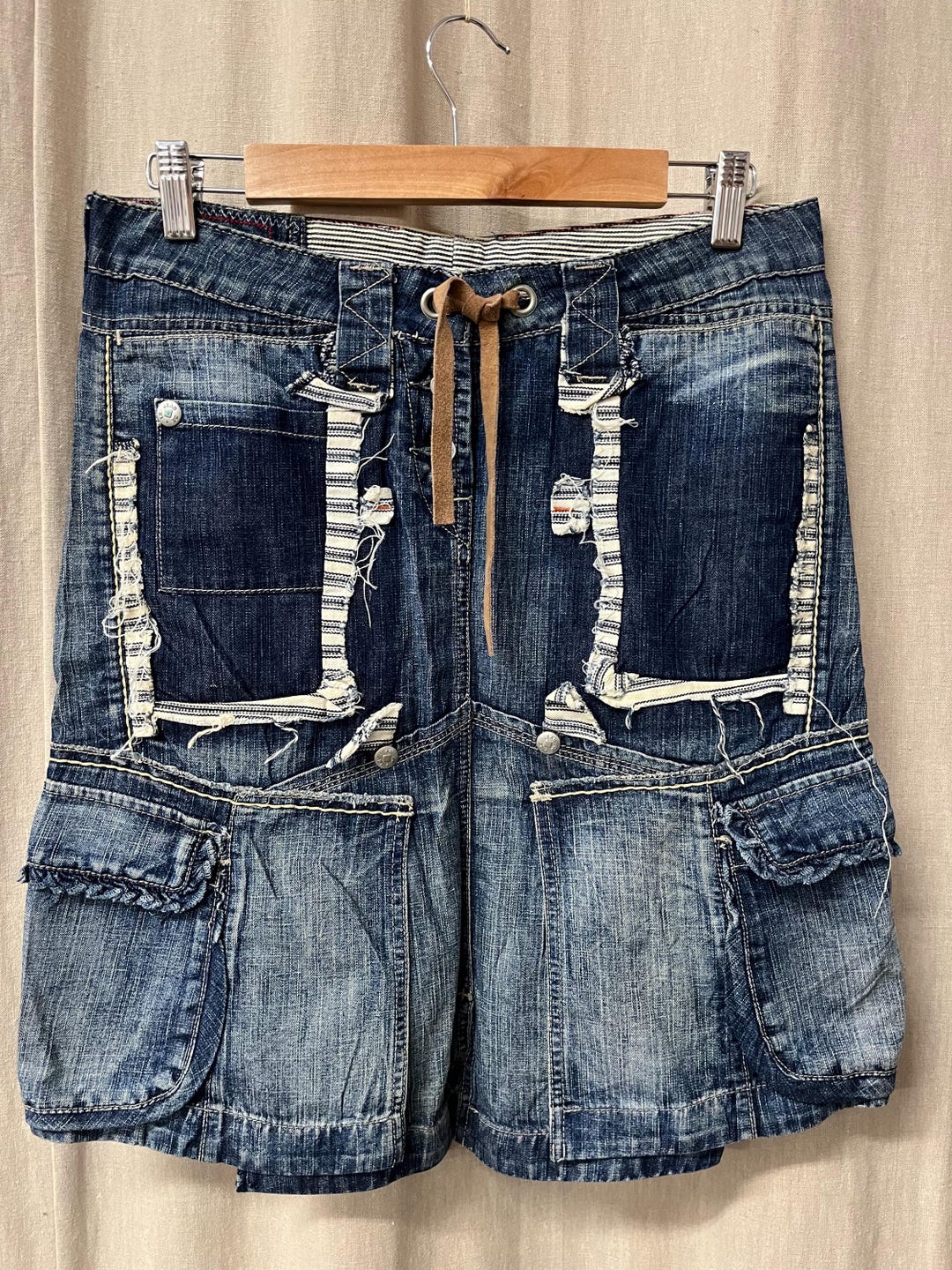 Jupe Froufrou Bleue Lin Marithé Et François Girbaud Taille 40 - Vintage Rare