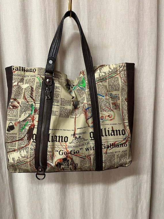John Galliano Gazette Authentic Newspaper Tote Bag Ca… Gem