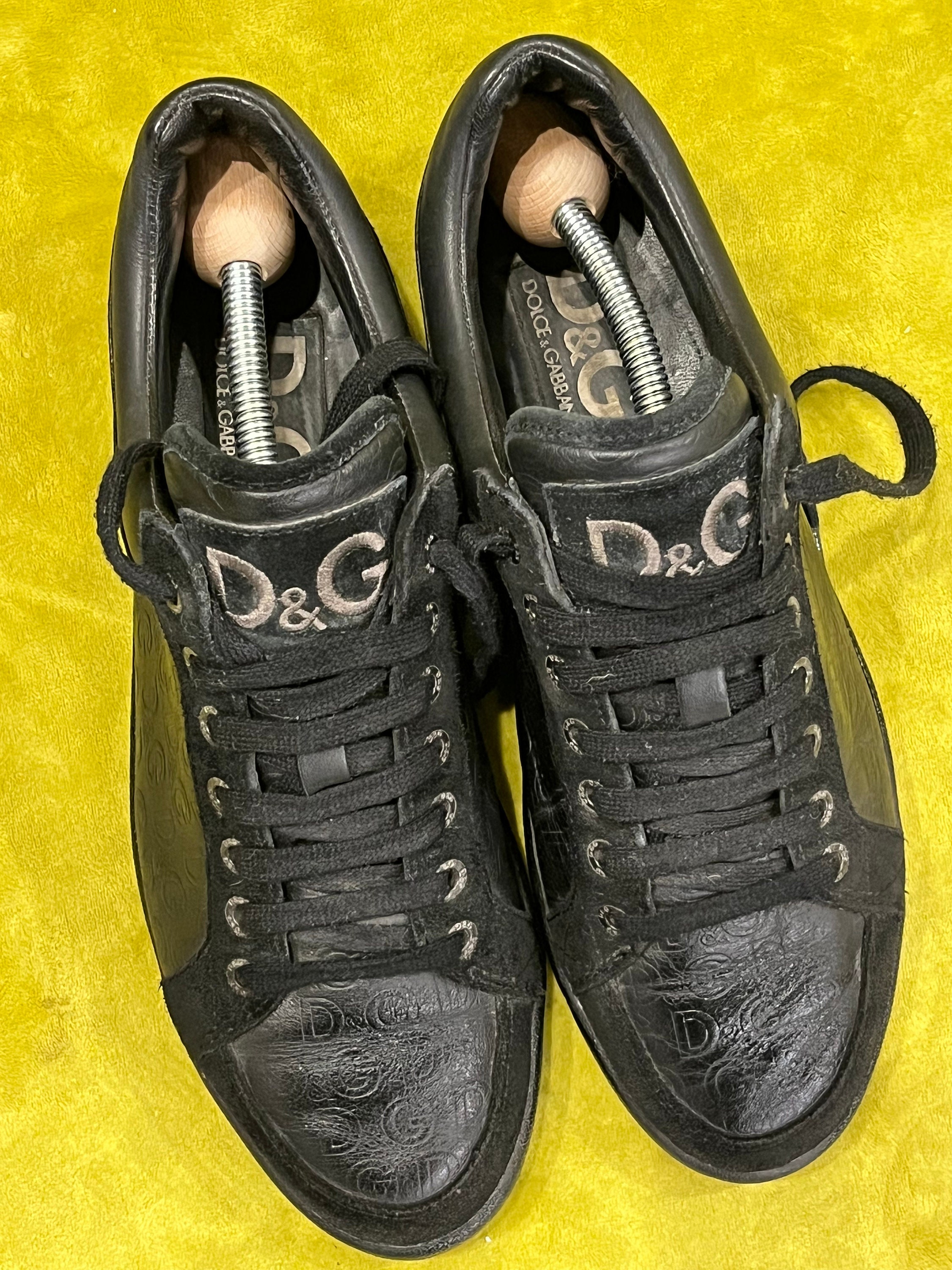 Uberettiget Fordøjelsesorgan lade som om Dolce & Gabbana Vintage Black Leather Sneakers Size 38 - Etsy