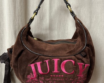 Juicy Couture Vintage Y2K Brown Pink Velvet Purse Handbag