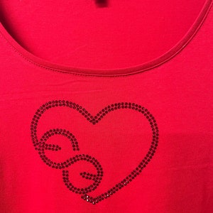 ESCADA SPORT Vintage Red Blouse Rhinestones Logo Heart Size Medium