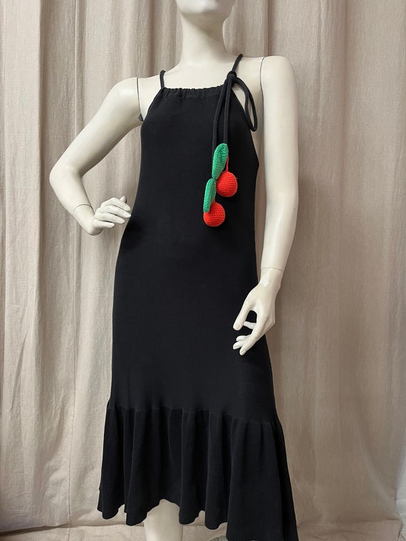 SONIA RYKIEL Unique Black Cotton Knit Cherry Trim Gown Black Knitted Dress  Red Cherries Size Medium - Etsy Denmark