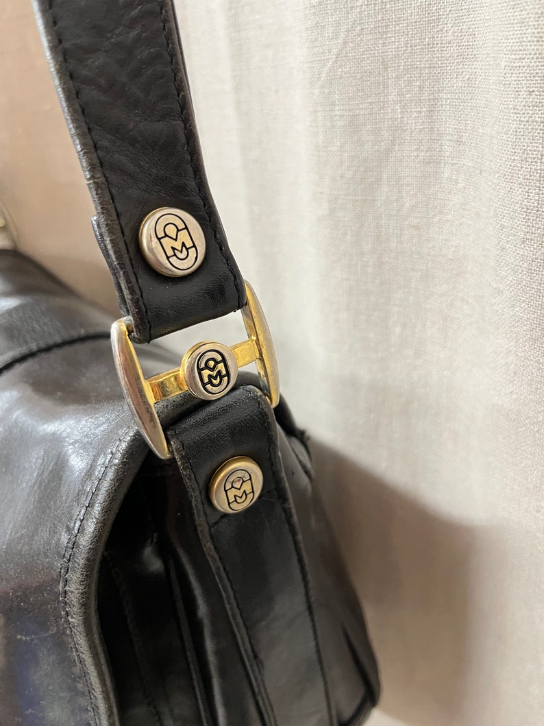 Vintage MARINO ORLANDI Flap Bag Black Leather Shoulder Bag | Etsy